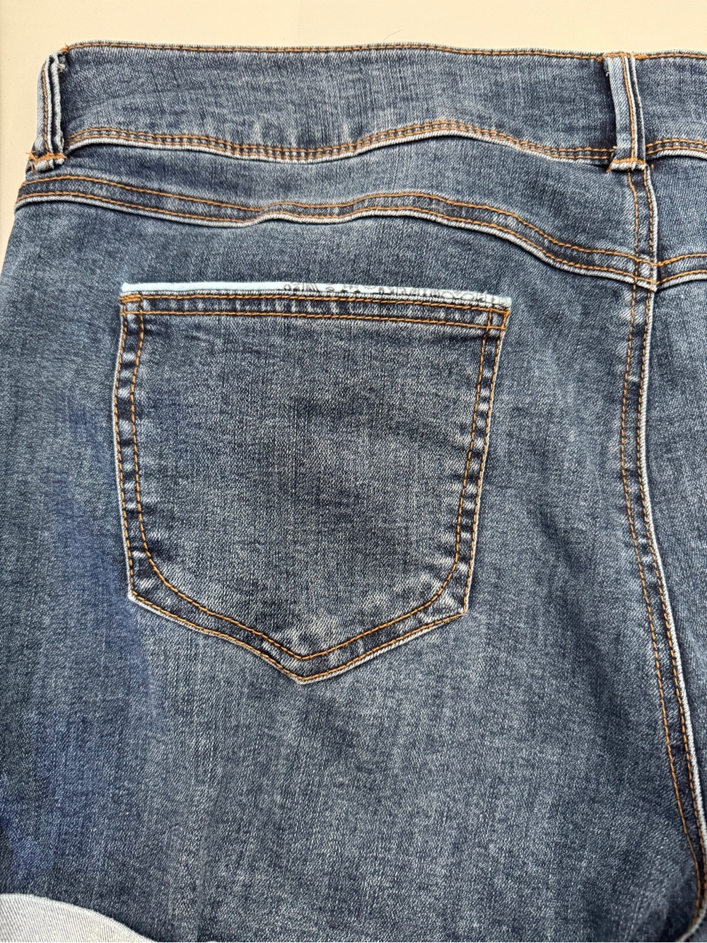 One 5 One Distressed Cuffed High Rise 12" Stretch Denim Jean Shorts Size 16 - Picture 8 of 14
